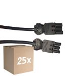 Voordeelpak 25x Noxion GST - Compatibel Verlengkabel Zwart - Mannelijk + Vrouwlijk - 5m - 3 pole 1,5mm2