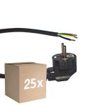 Voordeelpak 25x Noxion Power Voedingskabel Zwart - Schuko Europlug + Open uiteinden - 2m - 3 pole 0,75mm2