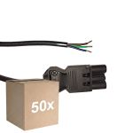 Voordeelpak 50x Noxion GST - Compatibel Voedingskabel Zwart - Mannelijk + Open uiteinden - 2m - 3 pole 0,75mm2