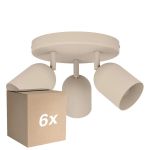 Voordeelpak 6x Eglo Plafond Spot Tilston Staal Zanderig | Geschikt voor 3x E14