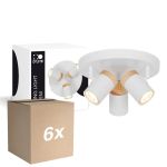 Voordeelpak 6x D'Lite Plafondlamp Beitem Mat Wit FSC Hout | Geschikt Voor 3x GU10