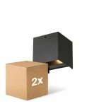 Voordeelpak 2x D'Lite Wandlamp Elingen Aluminium Zwart Up & Down 4.9W 480lm - 830 Warm Wit | IP65 - Lichtsensor