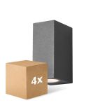 Voordeelpak 4x D'Lite Wandlamp Vrebos Zwart Up & Down | IP54 - Geschikt Voor 2x GU10
