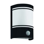 Eglo Wandlamp Cerno Staal Zwart | IP44 - Geschikt voor 1x E27 - Bewegingssensor