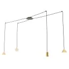 Emibig Hanglamp Fuji Staal Goud | Geschikt voor 1x E14 - Max 10W, 1x GU10 - Max 10W, 2x GX53 - Max 10W
