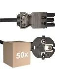 Voordeelpak 50x Noxion GST - Compatibel Voedingskabel Zwart - Vrouwlijk + Schuko Europlug - 3m - 3 pole 0.75mm2