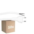 Voordeelpak 50x Noxion Euro Voedingskabel - C7 Europlug + Open uiteinden - Wit 2m - 2 pole 0,75mm2